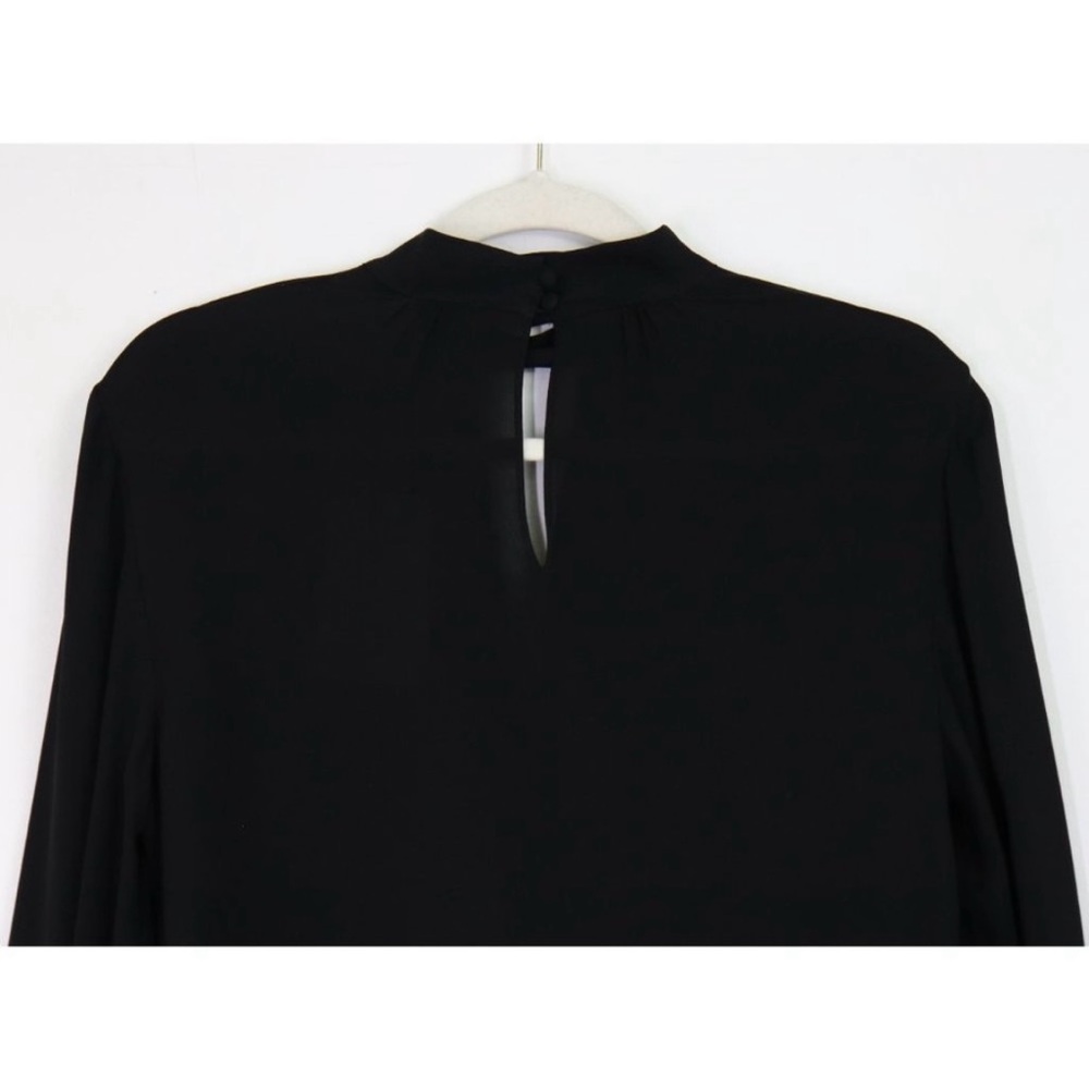Theory Neck Band Blouse in Black Silk, Size Small - Picture 10 of 14